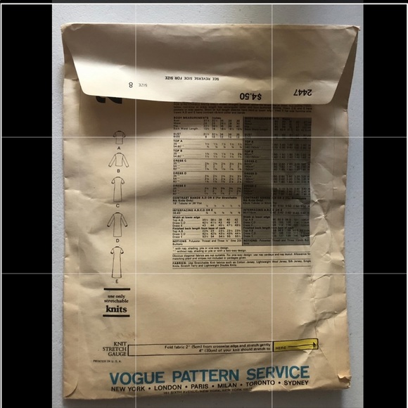 Vogue’s Basic Design 2447 Pattern Set Size 8 - Picture 2 of 2